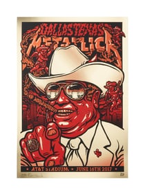 Metallica | 2017 Artist Signed Ames Bros. AT&T Stadium Gold Variant Concert Poster