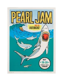 Pearl Jam | 1996 Artist Signed Original Ames Bros Wembley Arena Concert Poster