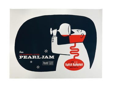 Pearl Jam | 2003 Artist Signed Original 2XL Ames Bros Santa Barbara Bowl Benefit Concert Poster