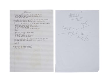 Oasis | Noel Gallagher "Hello" Handwritten Lyrics and Chord Sheet