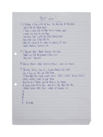 Oasis | Noel Gallagher "Hey Now" Handwritten Lyrics