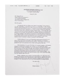 Michael Jackson | 2001 Signed Myung-Ho Lee Financial Correspondence
