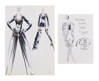 Madonna | Jean Paul Gaultier "Blonde Ambition" Costume Sketch with Color Copy