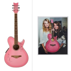 Taylor Swift and Miley Cyrus | Signed Daisy Rock Acoustic Guitar with Photo