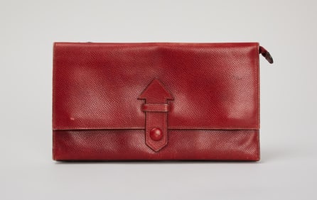 Hermes |1970s Rouge Courchevel Leather Travel Wallet