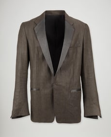 Haider Ackermann | 2010 Brown Linen Jacket with Trapunto Collar