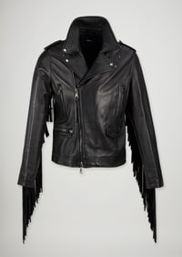 March NYC | Black Fringed Leather Motorcycle Jacket