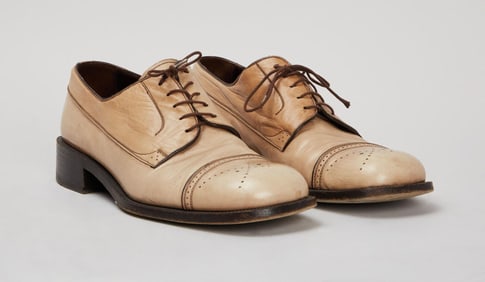 Prada | Taupe Cap Toe Derby Leather Shoes