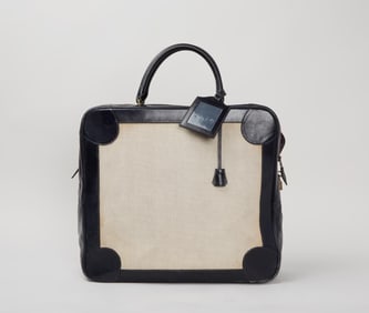 Hermes | Mid 20th Century Navy Leather and Canvas Omnibus Bag