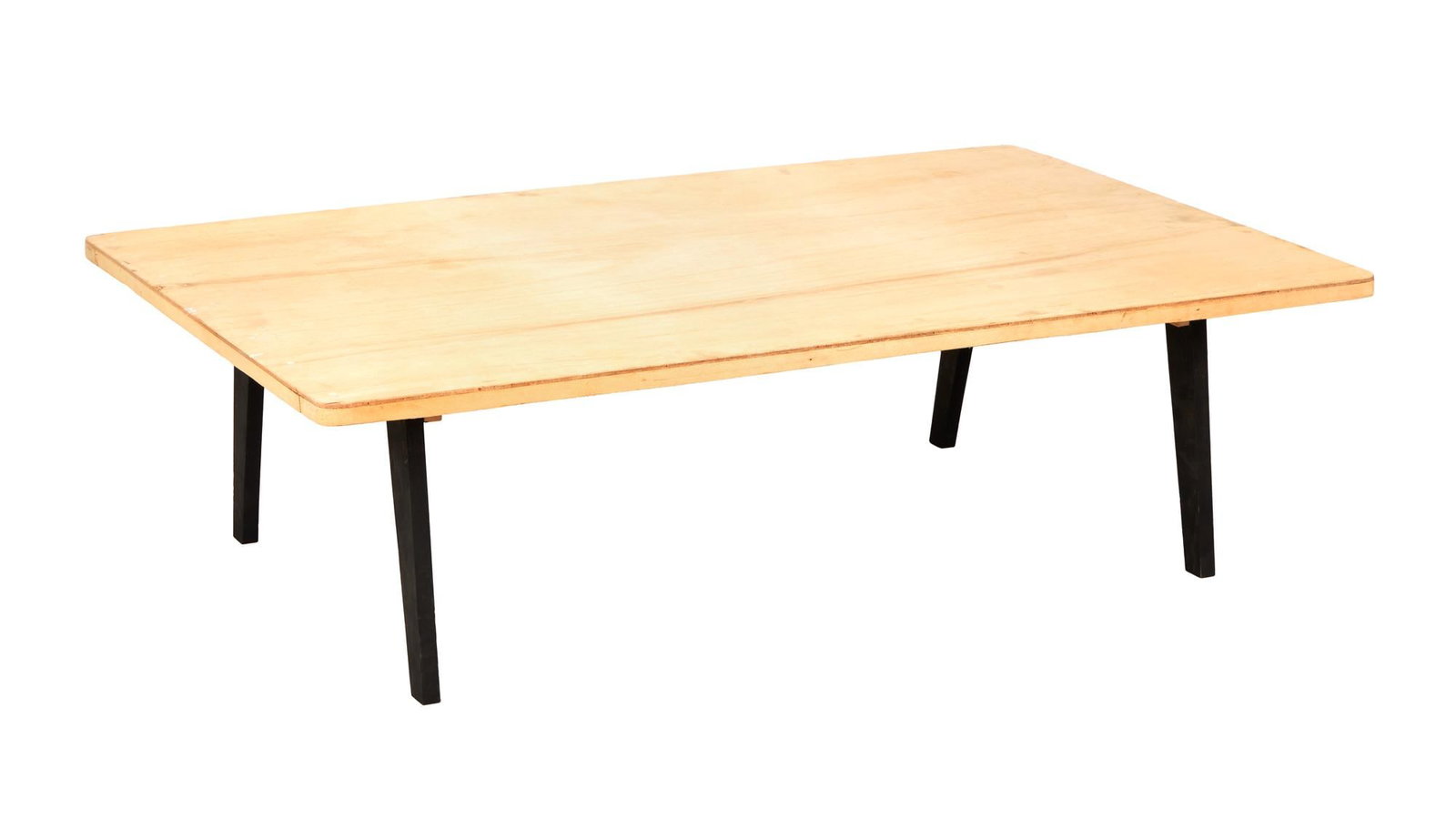 David Lynch | Handmade Coffee Table: A rectangular plywood coffee table with black painted plywood legs, handmade by David Lynch A rectangular plywood coffee table with black painted plywood legs, handmade by David Lynch PROVENANCE From