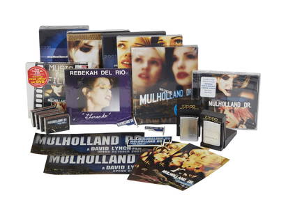 David Lynch | "Mulholland Drive" Memorabilia: A group of memorabilia relating to David Lynch's film Mulholland Drive (Universal, 2001). Includes:Five home video releases, most unopened: Criterion Blu-Ray, US DVD, French DVD, FYC