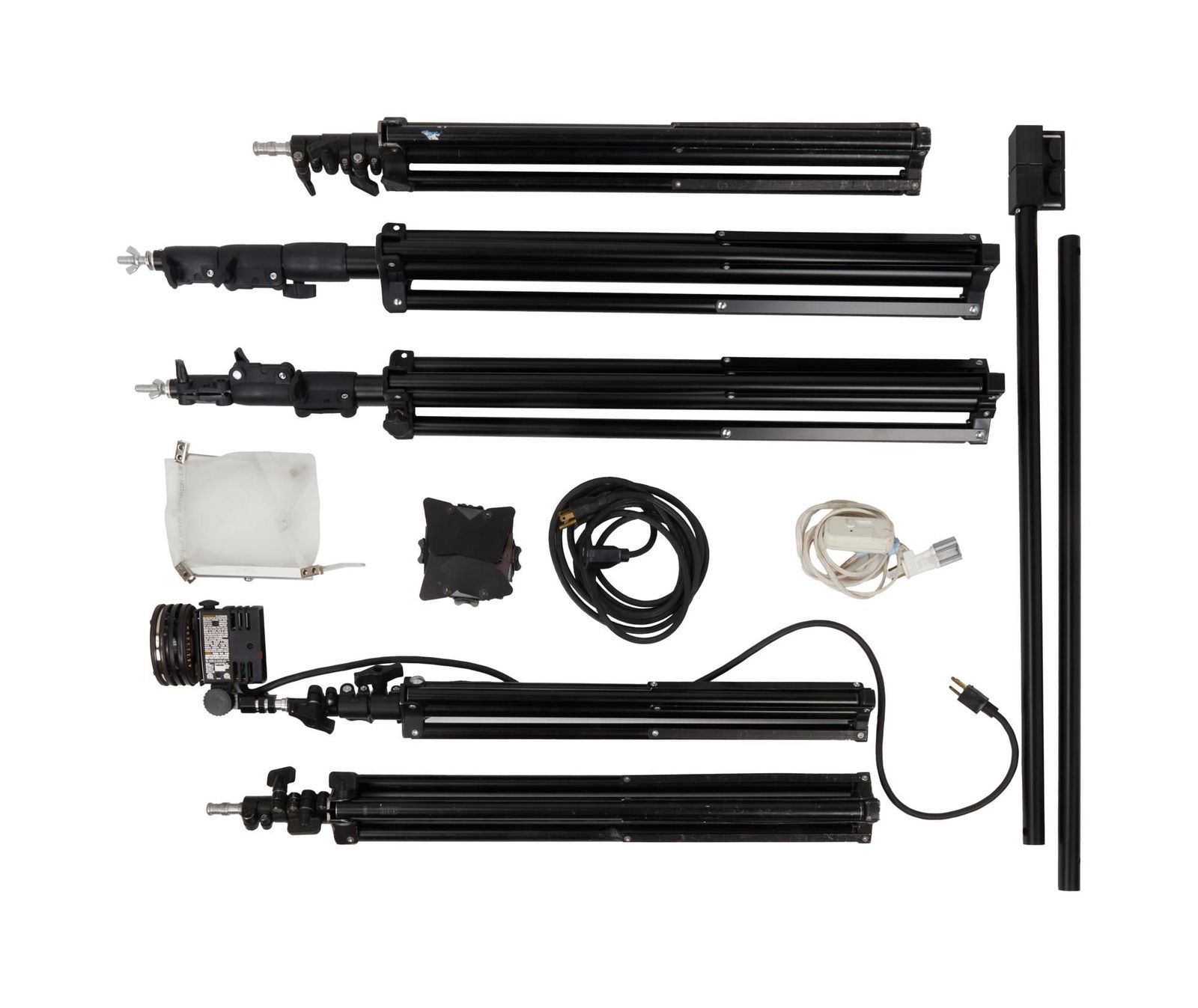 David Lynch | Light Stands with Carrying Cases: Two carrying cases, each containing multiple light stands, from the home of David Lynch. Includes: A Manfrotto Gruppo case containing an Arri 050MKA and an Avenger A6258 with a Lowel Pro-Light IJ