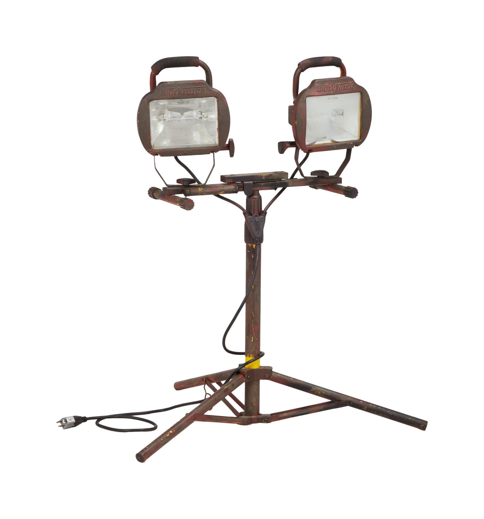 David Lynch | Dual Halogen Work Lights with Additional Lighting Equipment: A Workforce Dual Halogen Work Lights Tripod, together with a duffel bag filled with additional lighting equipment and accessories. The bag includes six lighting stands (four Avenger A625Bs and tw