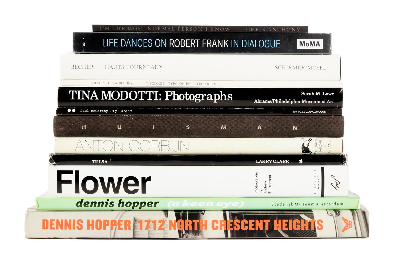 David Lynch | Photography Books (A): A group of books from the personal home collection of David Lynch, bearing a "Studio David Lynch" stamp. Includes works by: Chris Anthony, Bernd and Hilla Becher, Larry Clark, Den