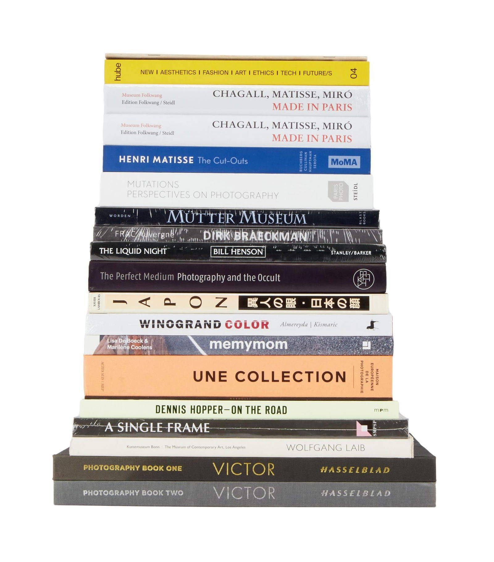 David Lynch | Photography Books (C): A group of photography books from the personal home collection of David Lynch, bearing a "Studio David Lynch" stamp. The titles include collections from: Dennis Hopper, Derk Beckerman, Bill