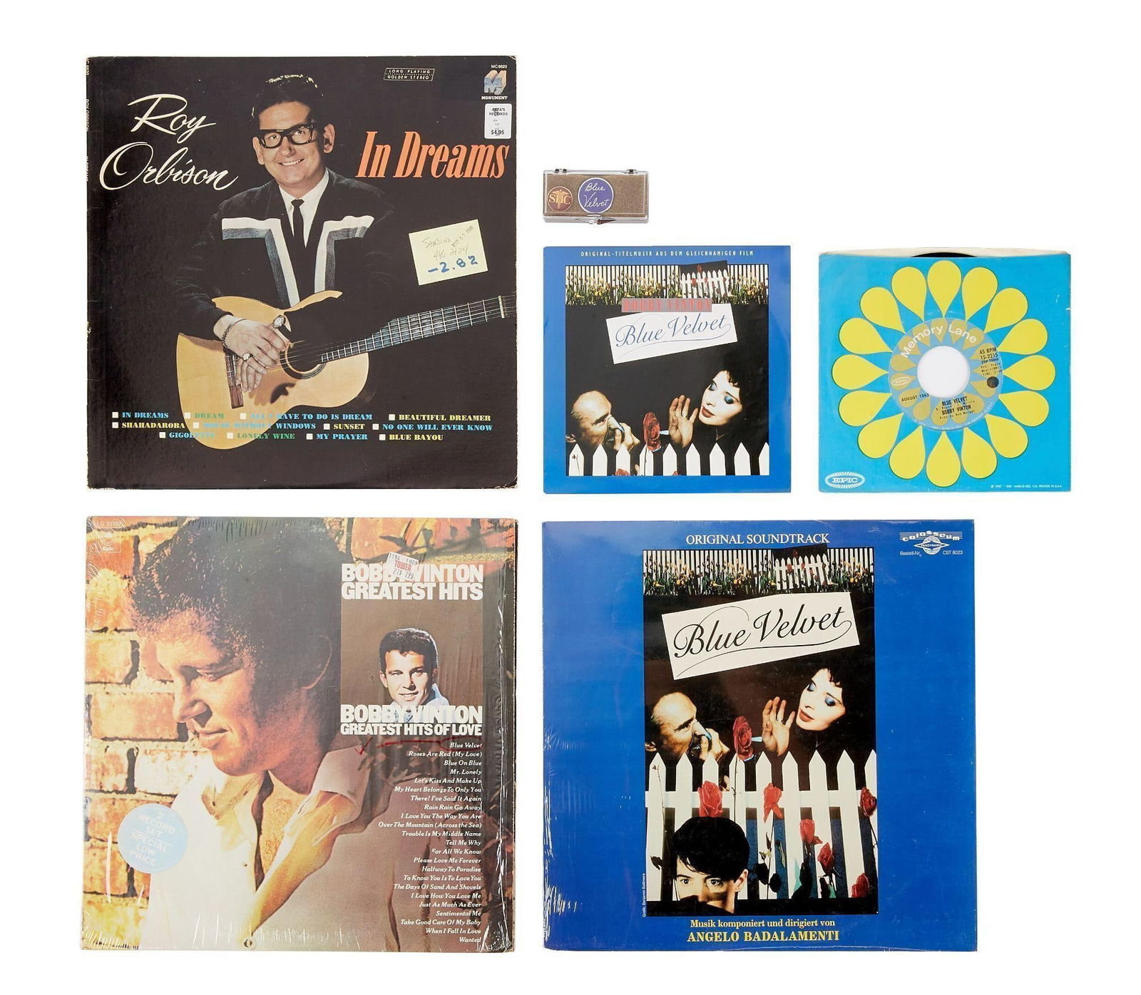 David Lynch | Personal Collection of "Blue Velvet" Related Record Albums: David Lynch's personal collection of vinyl records relating to his film Blue Velvet (De Laurentiis Entertainment Group, 1986). Includes: An original, unopened copy of the German soundtra