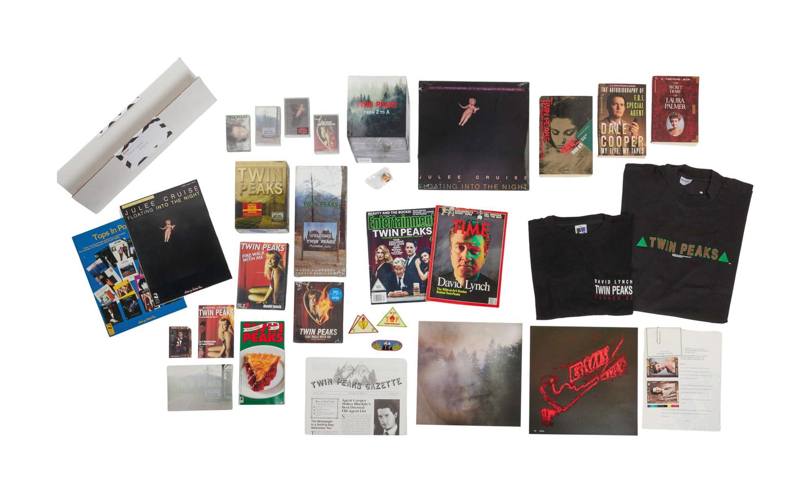 David Lynch | "Twin Peaks" Memorabilia and Blu Ray (B): A group of memorabilia relating to David Lynch and Mark Frost's drama series, Twin Peaks (ABC, 1990-1991) and David Lynch's third season of the series, Twin Peaks: The Return (S