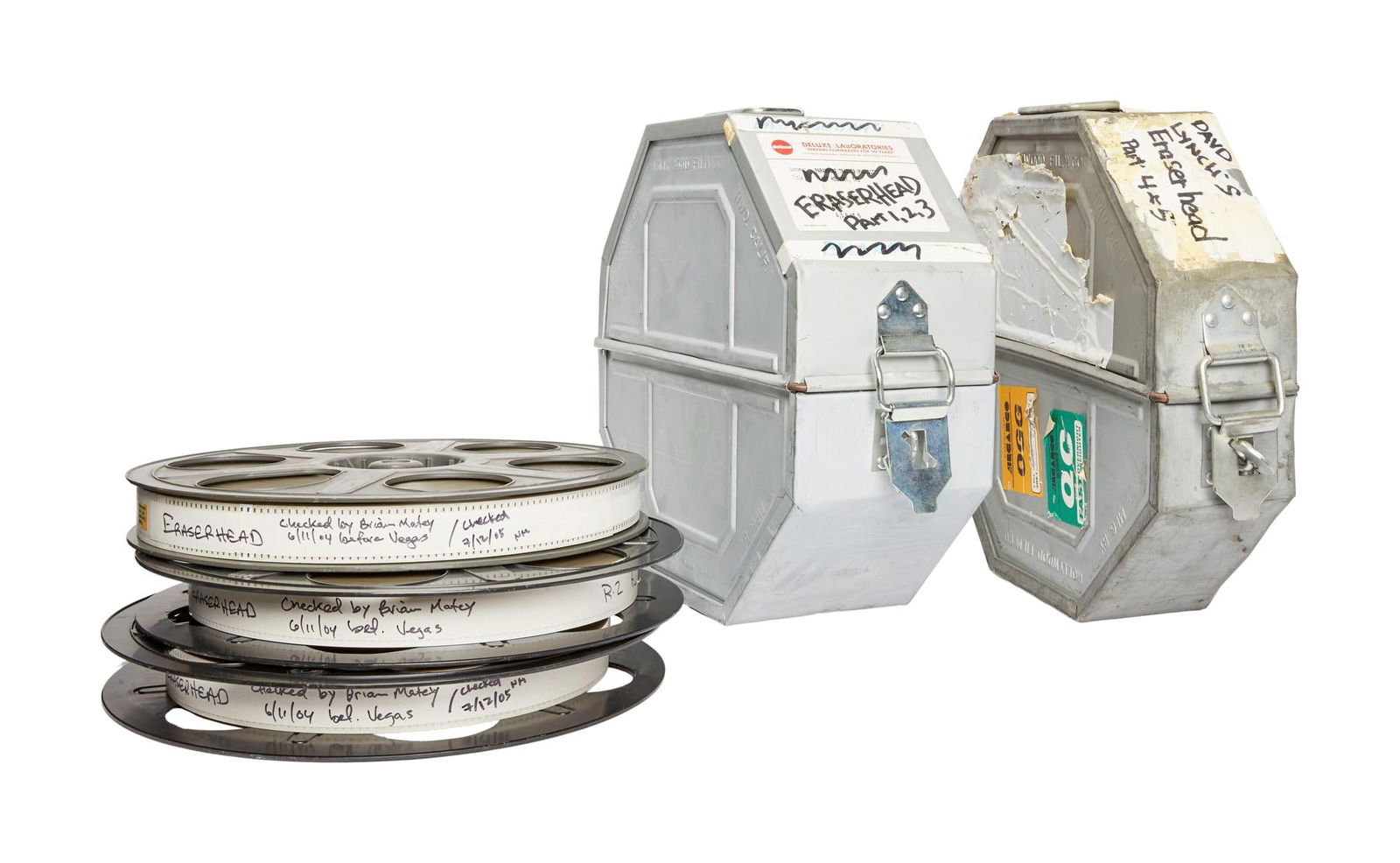 David Lynch | Personal 35mm Print of "Eraserhead": David Lynch's personal 35mm print of his groundbreaking debut feature film Eraserhead (Libra Films, 1977).The print is comprised of five 14.5 inch reels of 35mm Eastman Kodak film stock with varia