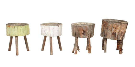 David Lynch | Four Rustic Log Stools