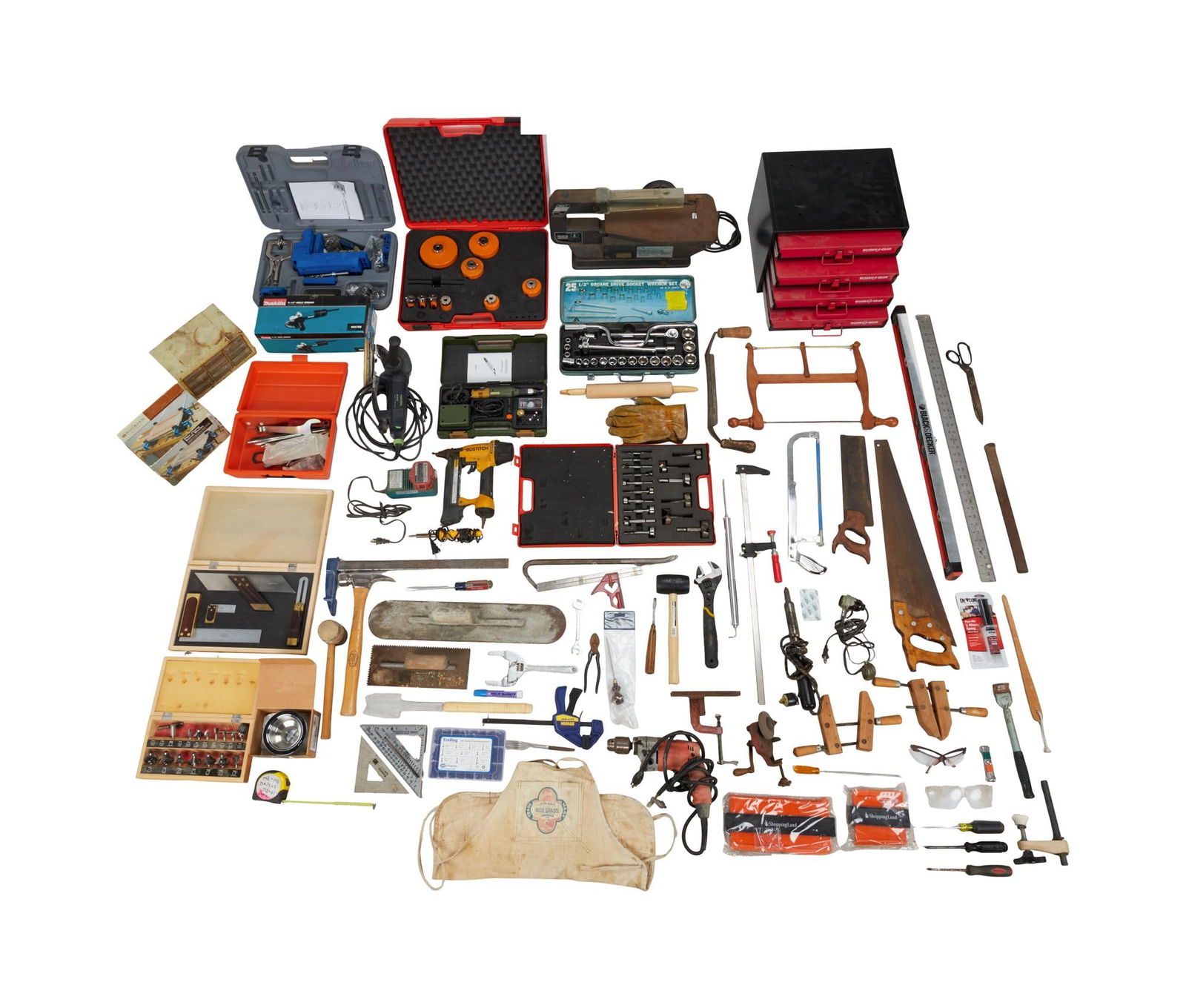 David Lynch | Woodshop Tools and Accessories (B): A large and vast collection of tools and accessories from David Lynch's personal home woodshop. Most in used condition. Includes saws, hammers, screwdrivers, and other hand tools; as well as large