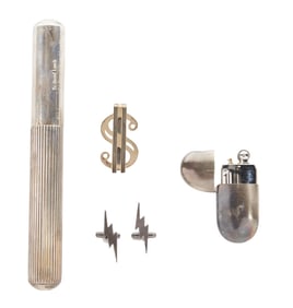 David Lynch | Sterling Silver Tiffany & Co. Cigar Tube and Lighter with Money Clip and Cuff Links