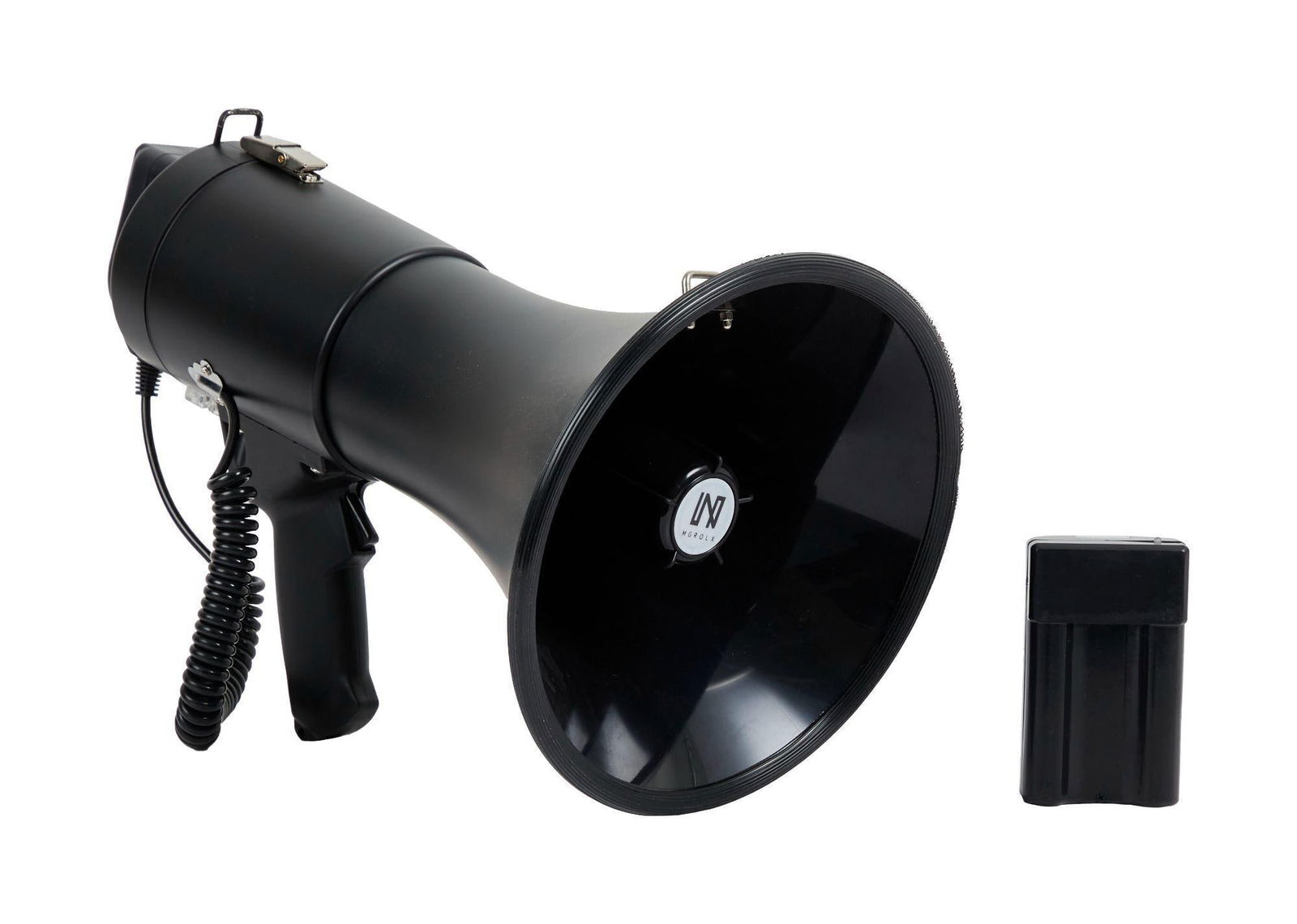 David Lynch | MGROLX Megaphone: A 50W MGROLX Megaphone from the home of David Lynch. This megaphone includes a detachable microphone, bluetooth MP3 player, rechargeable lithium battery, and instruction manual. A 50W MGROLX Megaphone