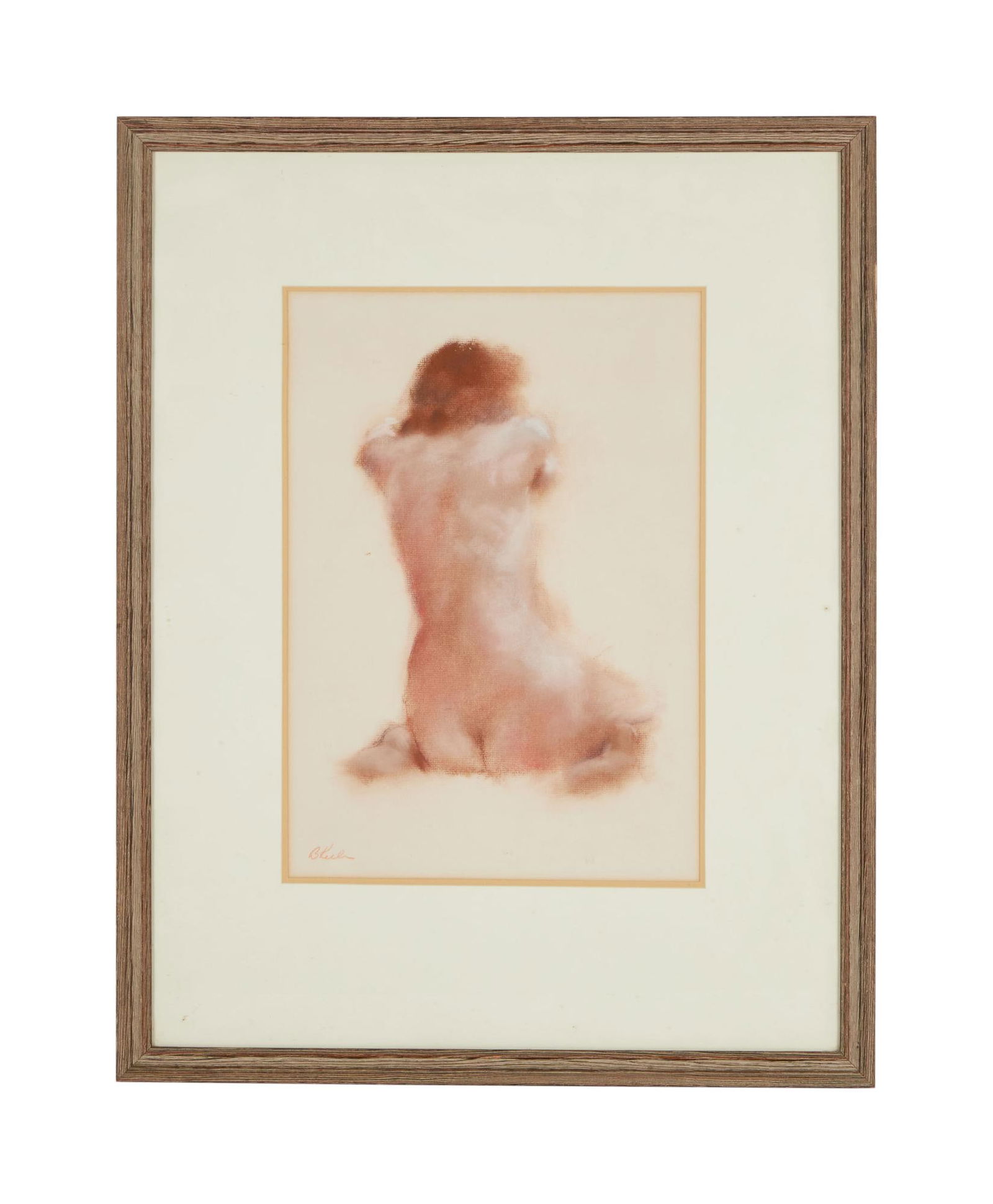 David Lynch | Bushnell Keeler Signed Nude Pastel Painting: A framed pastel on paper painting of a nude by Bushnell Keeler, signed by Keeler to the lower left. David Lynch was a childhood friend of Bushnell Keeler's son, and as a painter, Keeler greatly in