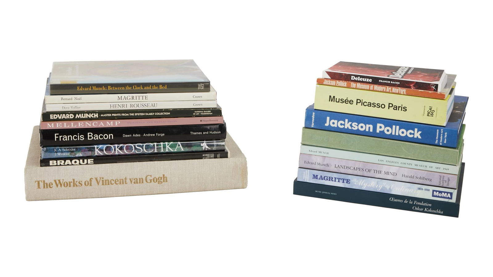 David Lynch | Impressionist and Modern Art Reference Books: A group of books from the personal home collection of David Lynch, bearing a "Studio David Lynch" stamp. The titles include reference works on Munch, Kokoshcka, Magritte, Bra