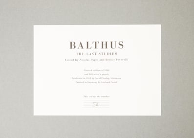 David Lynch | Limited Edition "Balthus: The Last Studies" Book