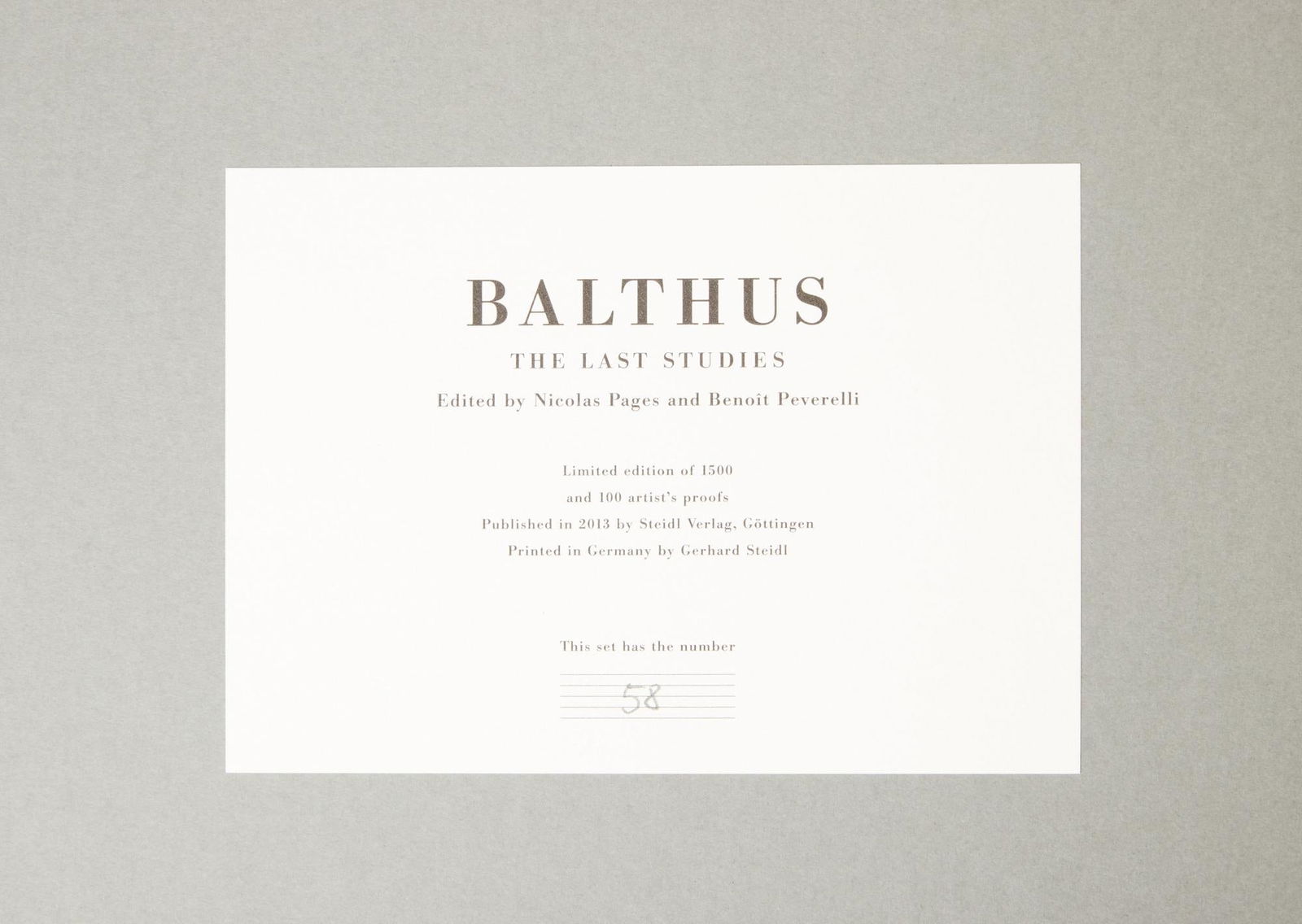 David Lynch | Limited Edition "Balthus: The Last Studies" Book: A limited edition (of 1500) copy of Balthus: The Last Studies, from the personal home collection of David Lynch. A limited edition (of 1500) copy of Balthus: The Last Studies, from the perso