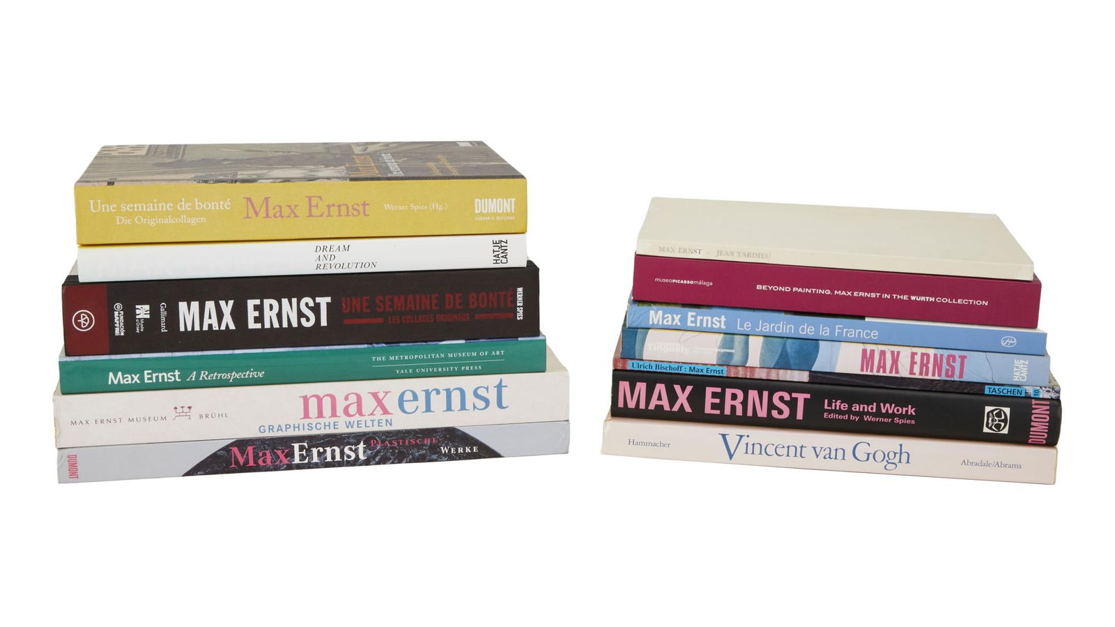 David Lynch | Max Ernst Books: A group of Max Ernst reference books from the personal home collection of David Lynch, bearing a "Studio David Lynch" stamp. Includes books on Ernst and one book on Vincent Van Gogh. A group
