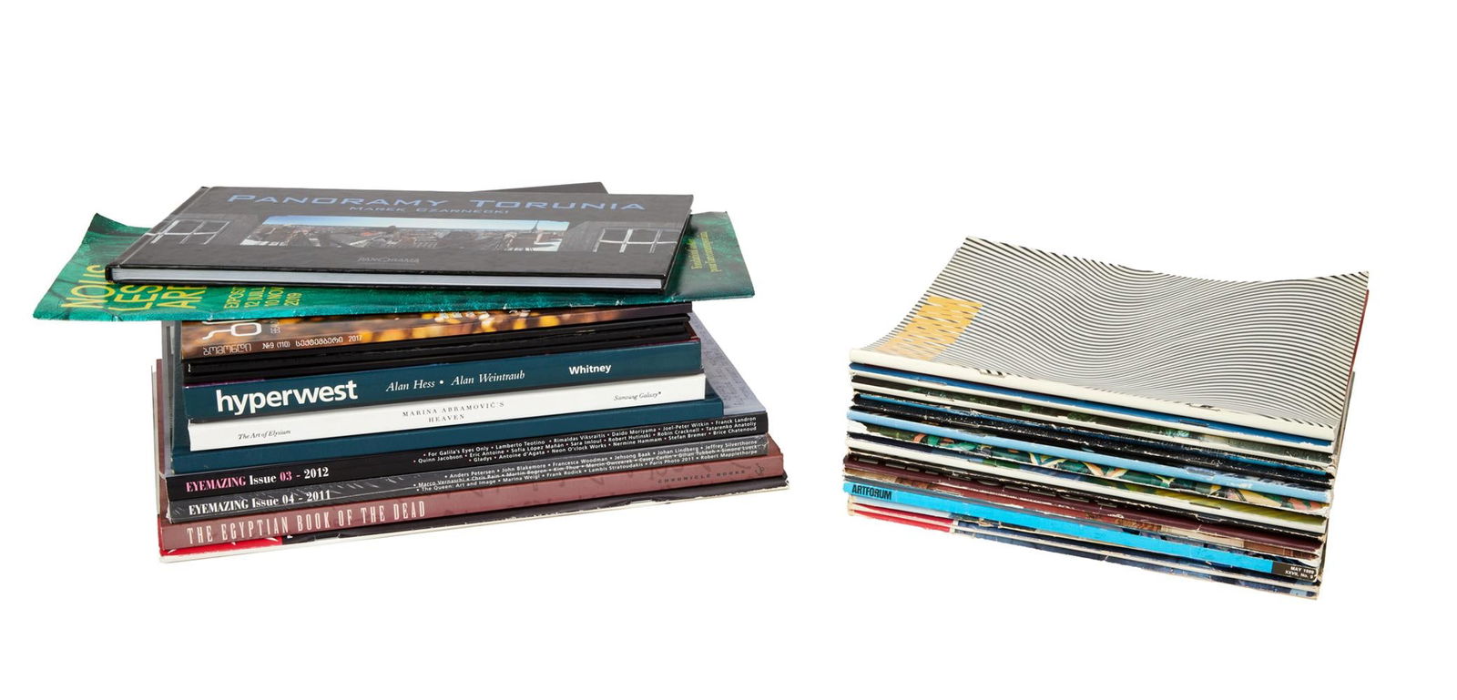 David Lynch | Art Periodicals: A group of art periodicals from the personal home collection of David Lynch, some bound volumes bearing a "Studio David Lynch" stamp. The titles include: Art Forum, Eyemazing, Hyperwest