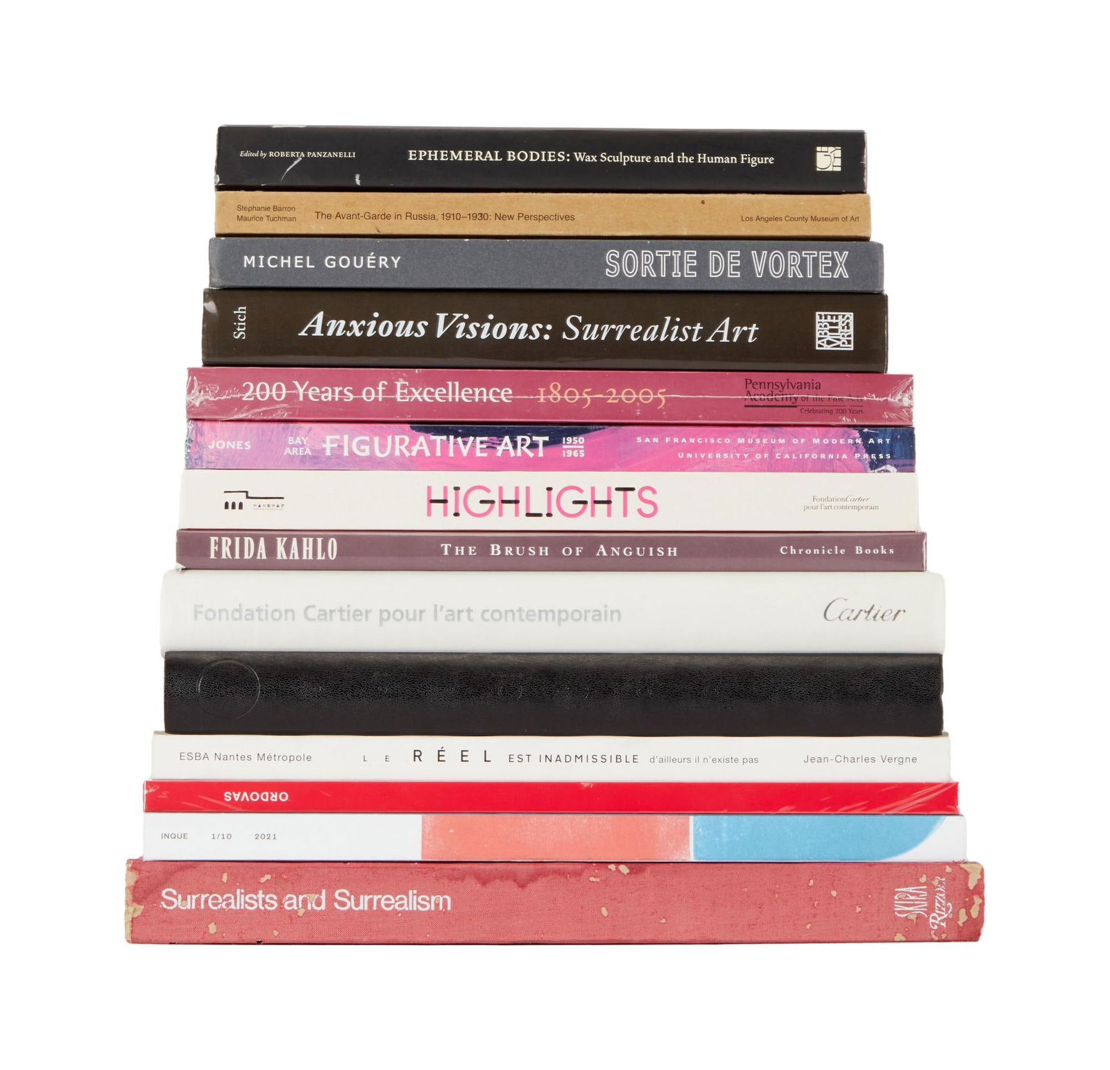 David Lynch | Modern Art Reference Books: A group of modern art books from the personal home collection of David Lynch, bearing a "Studio David Lynch" stamp. The titles include: Anxious Visions: Surrealist Art, Surrealists and