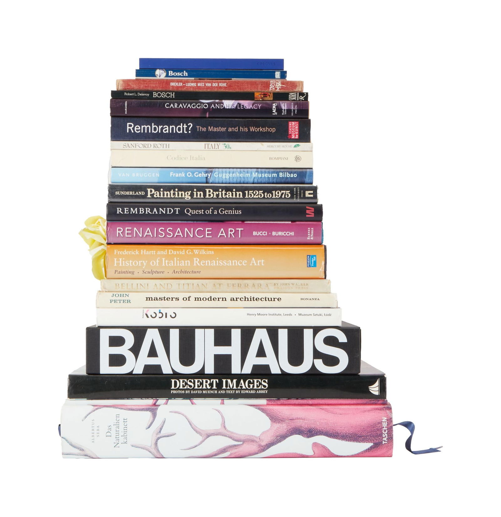 David Lynch | European Art and Architecture Books: A group of European art and architecture books from the personal home collection of David Lynch, bearing a "Studio David Lynch" stamp. The titles include: Albertus Seba's Das Naturalien