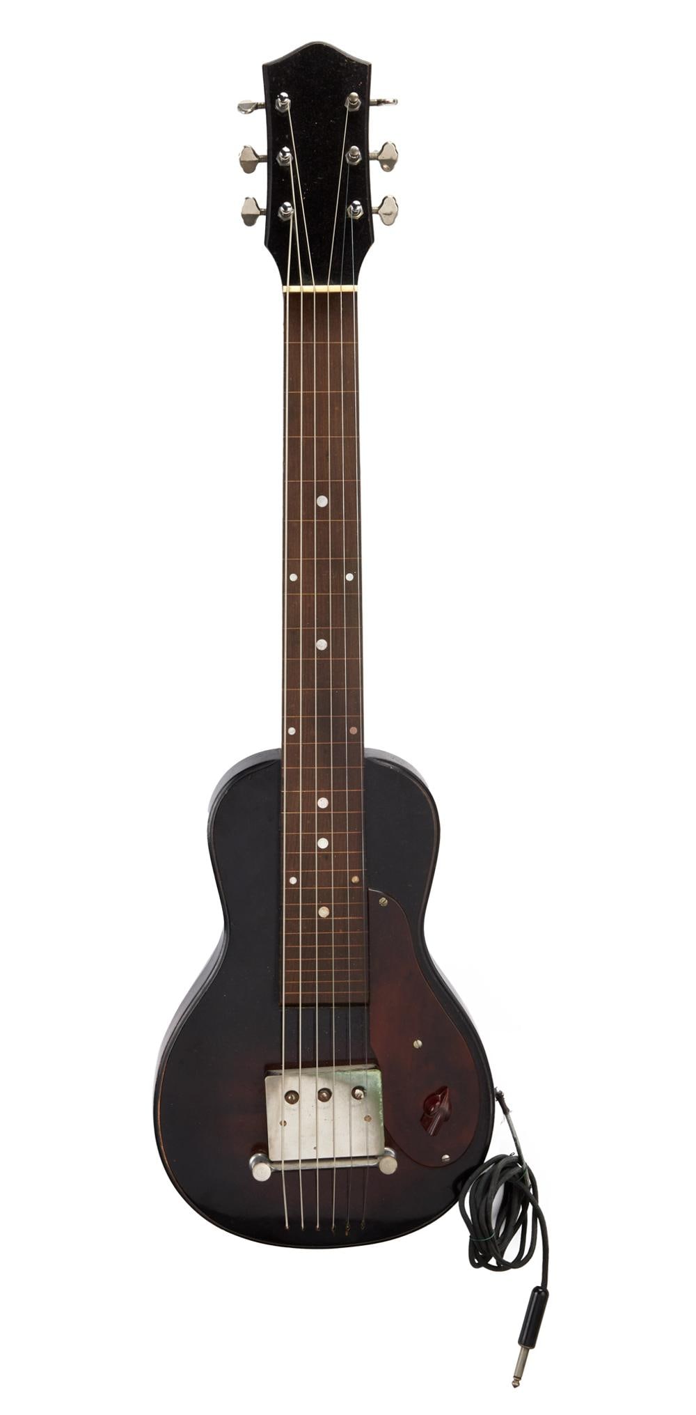 David Lynch | 1940s Supertone Lap Steel Gifted to David by Moby, Shaded Sunburst: A 1940s Supertone Lap Steel in a dark shaded sunburst finish, owned and studio played by David Lynch. This lap steel was a gift from musician, songwriter, and producer Moby, a close friend and frequen