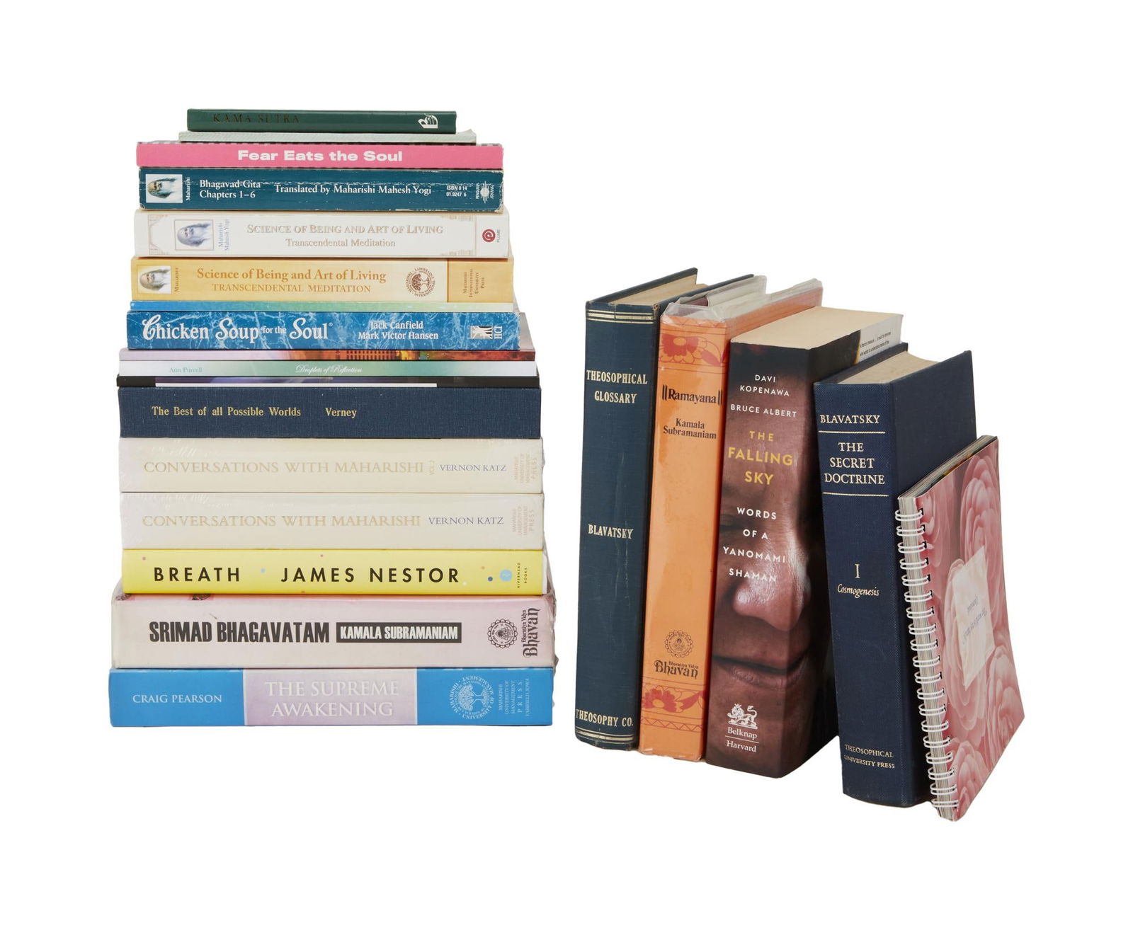 David Lynch | Transcendental Meditation and Theosophy Books: A group of transcendental meditation and theosophy books from the personal home collection of David Lynch, bearing a "Studio David Lynch" stamp. The titles include: Science of Being and