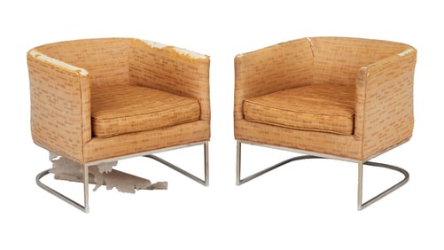 David Lynch | Pair of Milo Baughman Style Armchairs