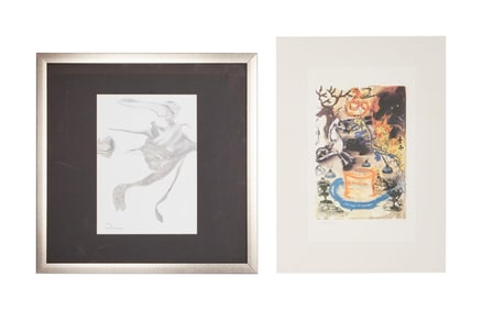 David Lynch | Salvador Dali Print and Romanoz Signed Drawing