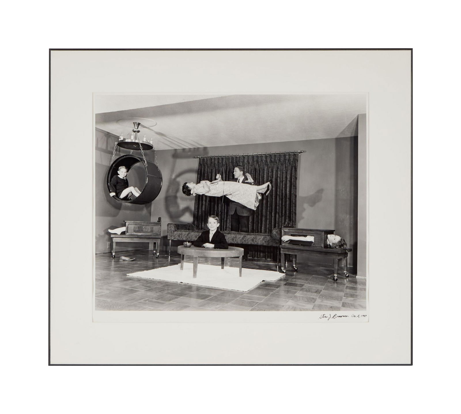 David Lynch | Stern J. Bramson Signed Magician Baron La Velle Photo: A large-format framed photograph of Magician, Baron La Velle (Lawrence Jones) in his home theater in Louisville, Kentucky, circa 1962. Printed from a vintage negative by Stern J. Bramson in 1989. Sign