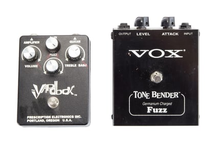 David Lynch | Pair of Guitar Fuzz Pedals Prescription Electronics Yardbox and Vox V829 Tone Bender
