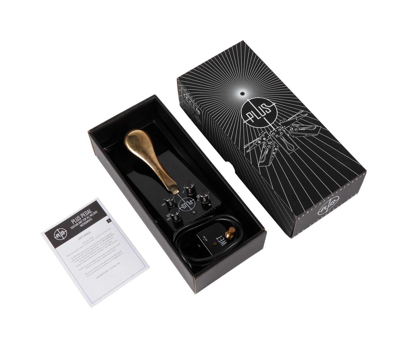 David Lynch | Gamechanger Audio Plus Sustain Effect Pedal: A Gamechanger Audio Plus sustain effect pedal, owned and used by David Lynch in his home studio. When the foot lever is depressed, the Plus records the audio coming into the unit and chooses the optim