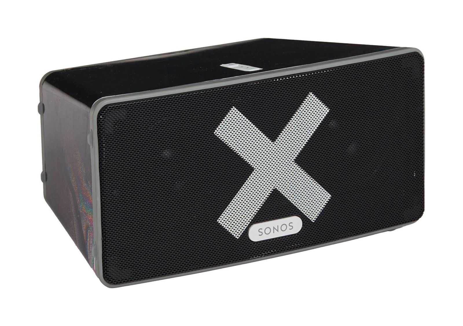 David Lynch | SONOS Play:3 Wireless Speaker, Rainbow: A SONOS Play:3 wireless smart home speaker for streaming music from the collection of David Lynch. Connects to an Amazon Echo or Alexa-enabled device for music playback. It’s covered in an attra