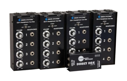 David Lynch | Lot of Four (4) Simon Systems CB-4 Headphone Cue Boxes with LiveWire Direct Box