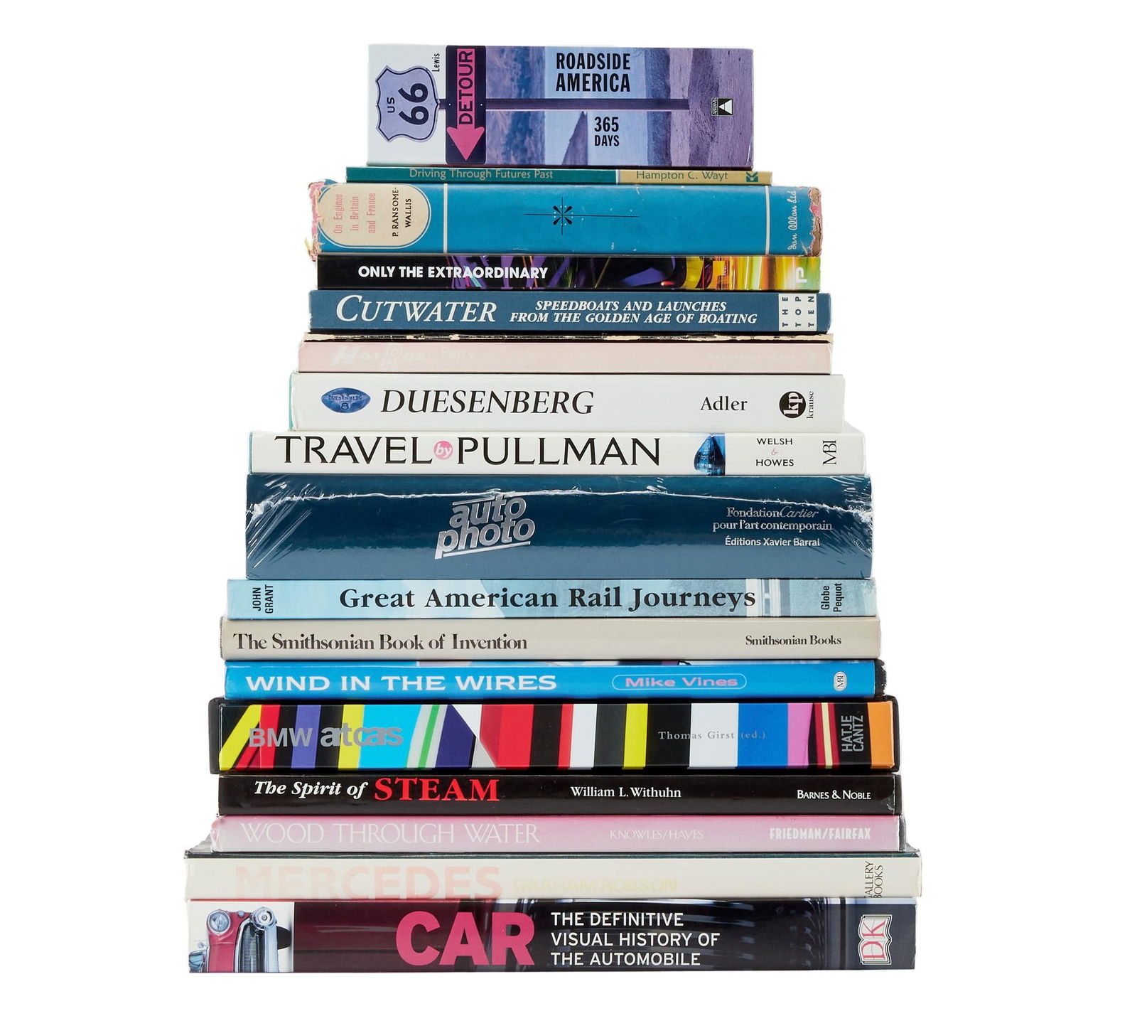 David Lynch | Car and Automotive Books: A group of car and automotive books from the personal home collection of David Lynch, bearing a "Studio David Lynch" stamp. The titles include: Car: The Definitive Visual History of the