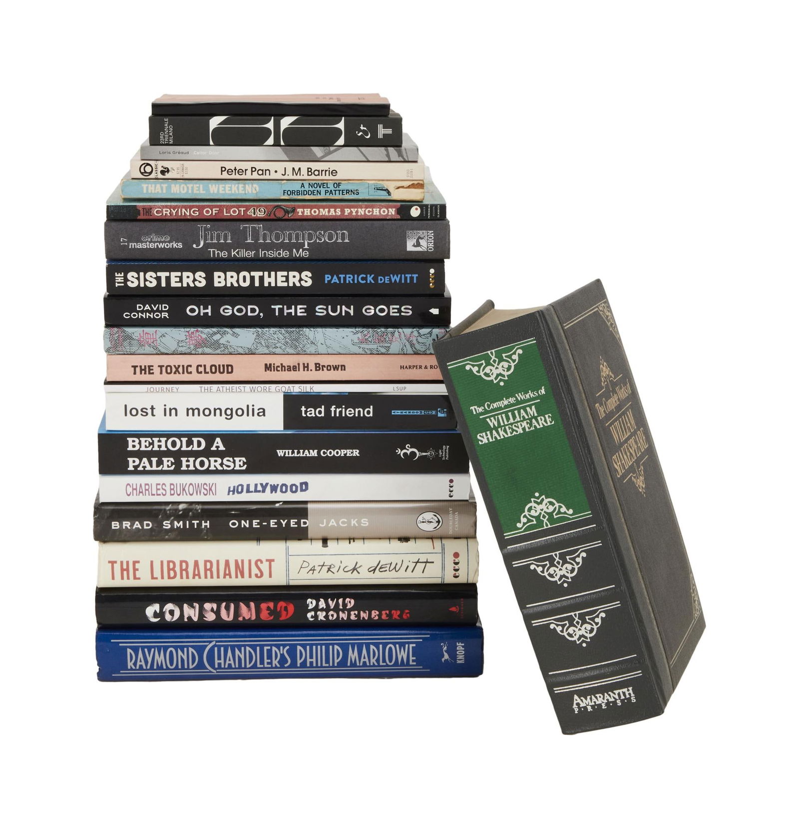 David Lynch | Literary Fiction Books: A group of literary fiction from the personal home collection of David Lynch, bearing a "Studio David Lynch" stamp. Includes titles by: Charles Bukowski, Patrick DeWitt, Raymond Chandler, Da