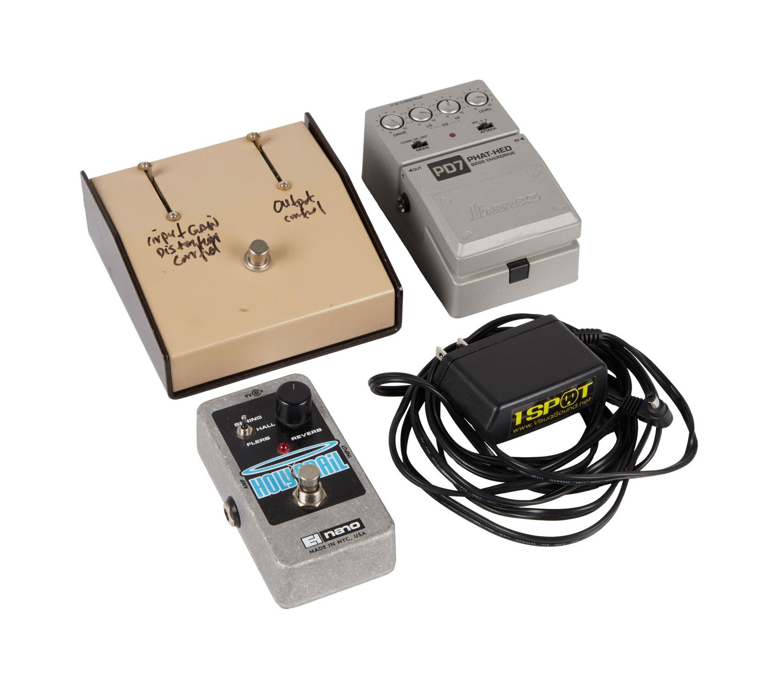 David Lynch | Three Guitar Effects Pedals: Chuck Collins Harmonic Percolator, Electro-Harmonix Nano: Three guitar and bass effects pedals owned and used by David Lynch in his home studio. An Electro-Harmonix Nano Holy Grail reverb effect pedal owned and played by David Lynch in his home studio. Does