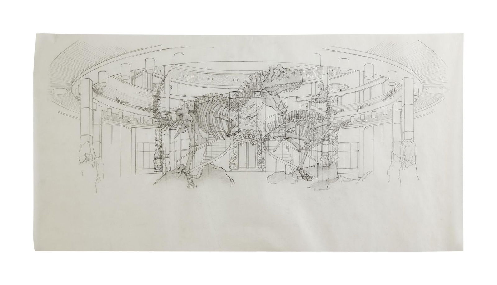 Jurassic Park | Tom Cranham Visitor's Center Lobby Concept Drawings and Sepia Print (1 of 4)