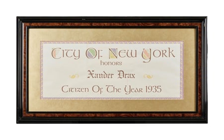 The Phantom | Xander Drax (Treat Williams) "New York Citizen of the Year 1935" Framed Prop