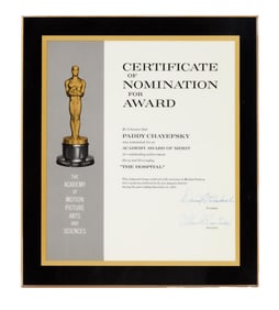 Paddy Chayefsky | 1971 "The Hospital" Academy Award Nomination Certificate