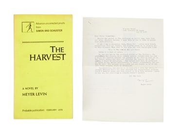 Paddy Chayefsky | Advance Proof of Meyer Levin's "The Harvest" inscribed to Chayefsky